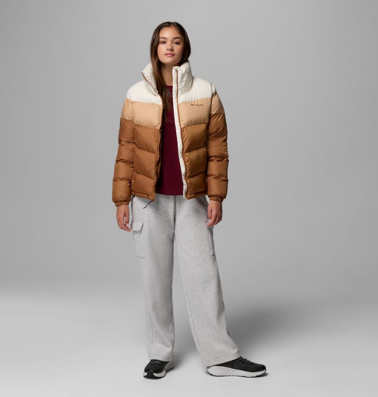 Women's Puffect II Colourblock Puffer Jacket, Color: Camel Brown, Canoe, Chalk, image 2