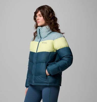 Women's Puffect II Colourblock Puffer Jacket, Color: Everblue, Citron Haze, Crushed Blue, image 8