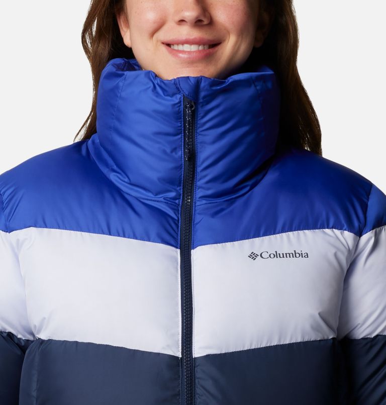 Chaqueta acolchada con bloques de color Puffect II para mujer, Color: Collegiate Navy, Snowdrift, Clematis Blu, image 4