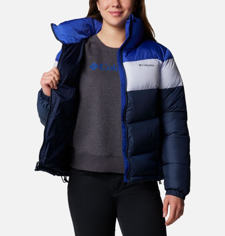 Chaqueta acolchada con bloques de color Puffect II para mujer, Color: Collegiate Navy, Snowdrift, Clematis Blu, image 5