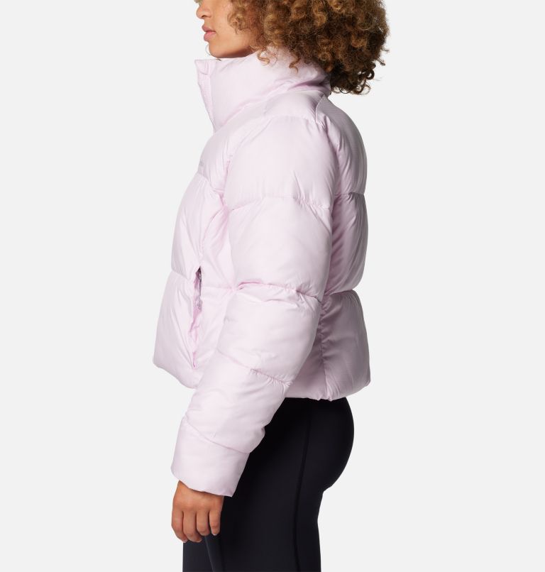Light pink cropped puffer jacket clearance