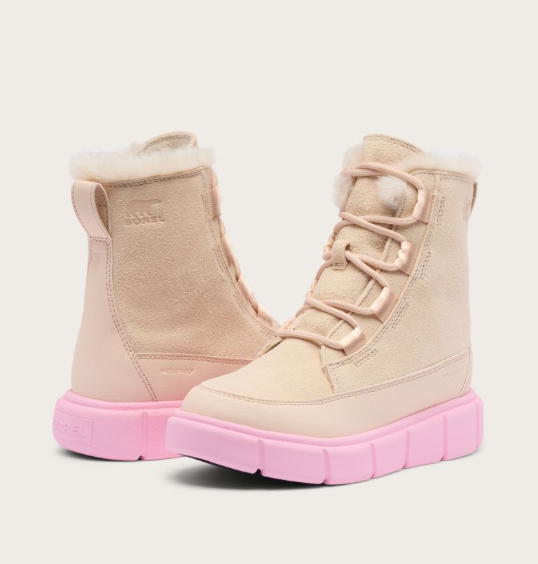 SOREL EXPLORER III Youth Waterproof Boot, Color: Pearlescent, Pink Flare, image 8