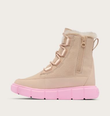SOREL EXPLORER III Youth Waterproof Boot, Color: Pearlescent, Pink Flare, image 3