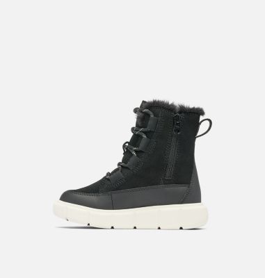 SOREL EXPLORER III Lace Children's Waterproof Boot, Color: Black, Sea Salt, image 12