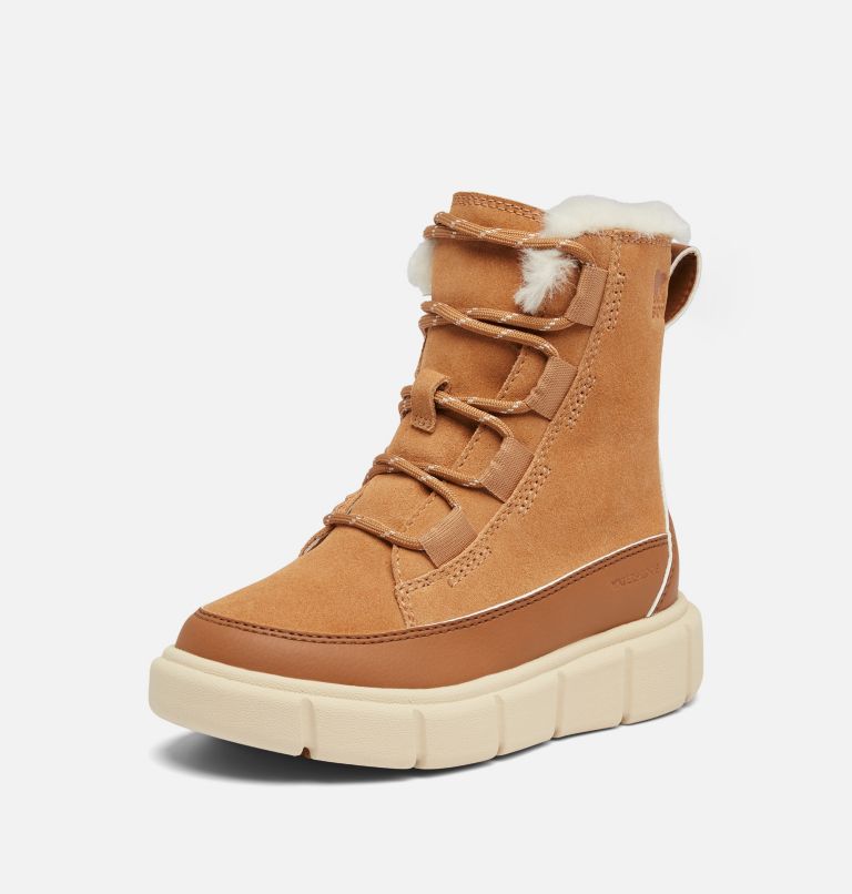 Kids' SOREL EXPLORER III LACE Waterproof Snow Boots, Color: Tawny Buff, Bleached Ceramic, image 8