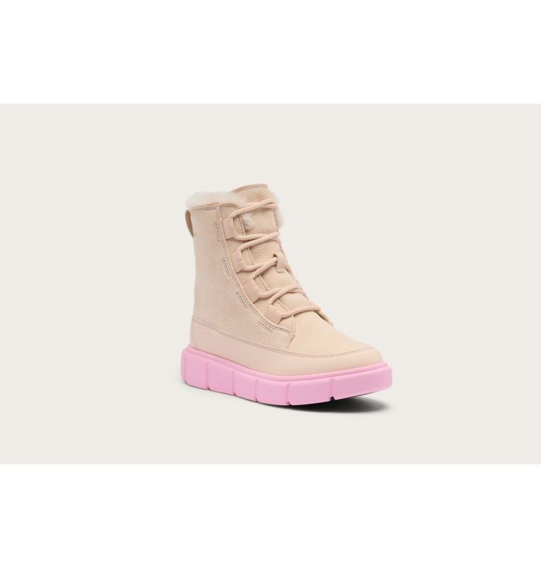 SOREL EXPLORER III Lace Children's Waterproof Boot, Color: Pearlescent, Pink Flare, image 6