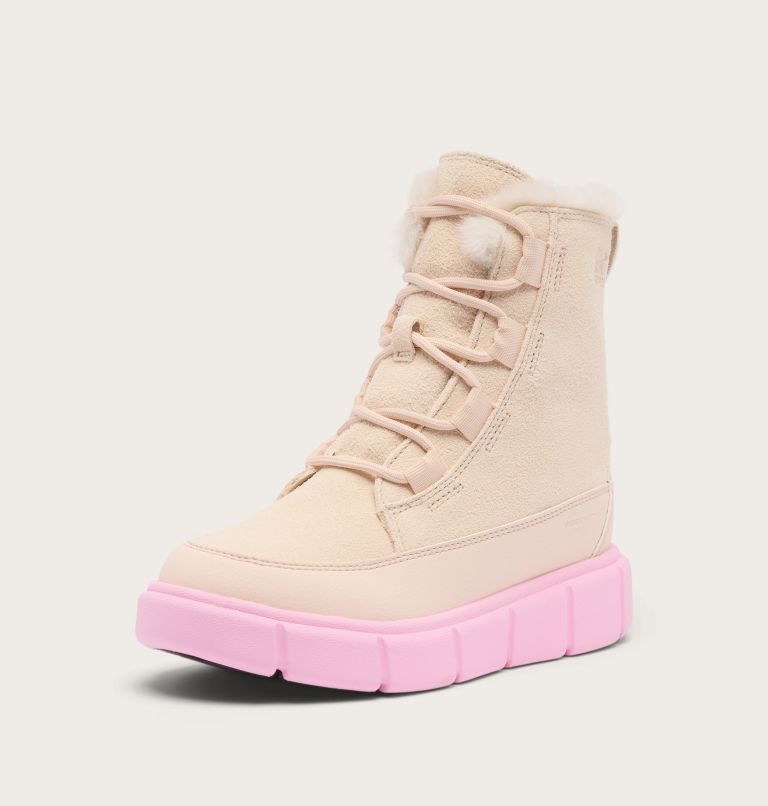 SOREL EXPLORER III Lace Children's Waterproof Boot, Color: Pearlescent, Pink Flare, image 7