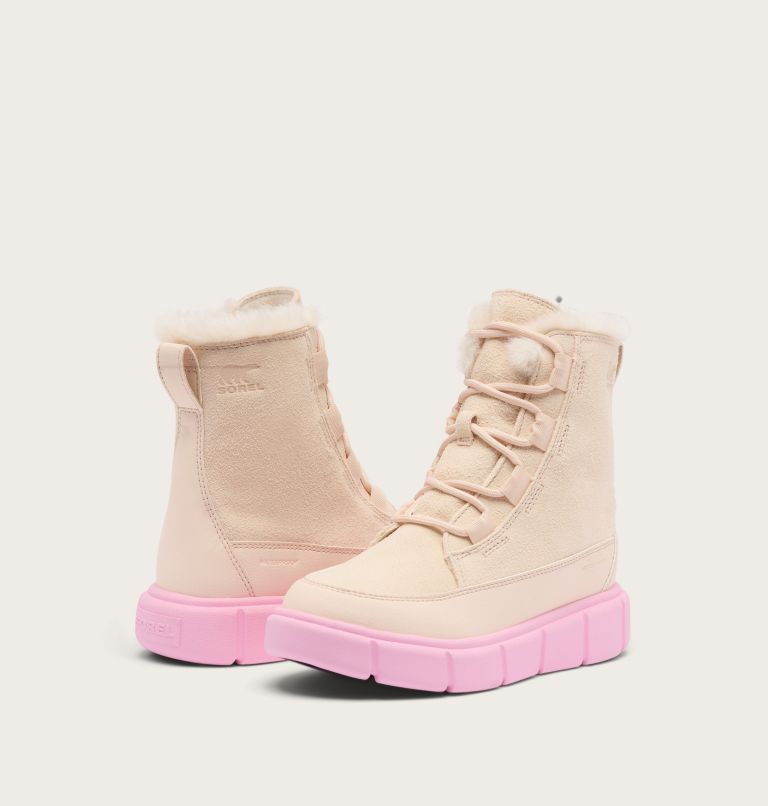 SOREL EXPLORER III Lace Children's Waterproof Boot, Color: Pearlescent, Pink Flare, image 8