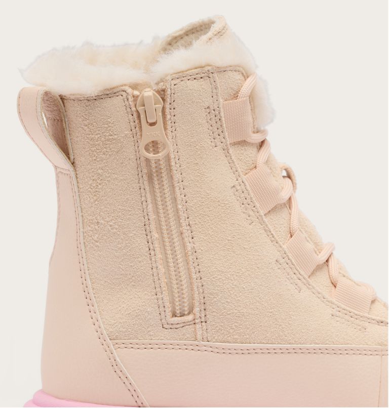 SOREL EXPLORER III Lace Children's Waterproof Boot, Color: Pearlescent, Pink Flare, image 9