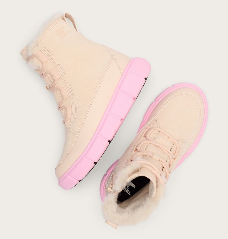 SOREL EXPLORER III Lace Children's Waterproof Boot, Color: Pearlescent, Pink Flare, image 4
