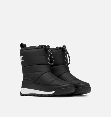 Youth WHITNEY II PLUS PUFFY Waterproof Snow Boots, Color: Black, Sea Salt, image 2