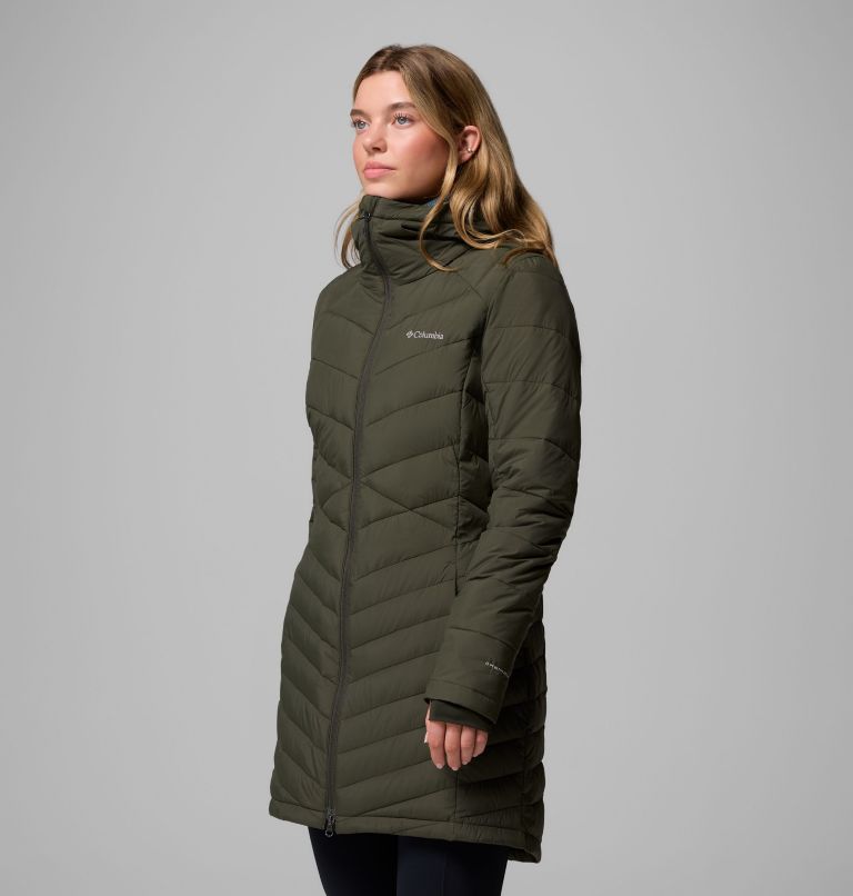 Women's Joy Peak II Mid Hooded Jacket, Color: Greenscape, image 3