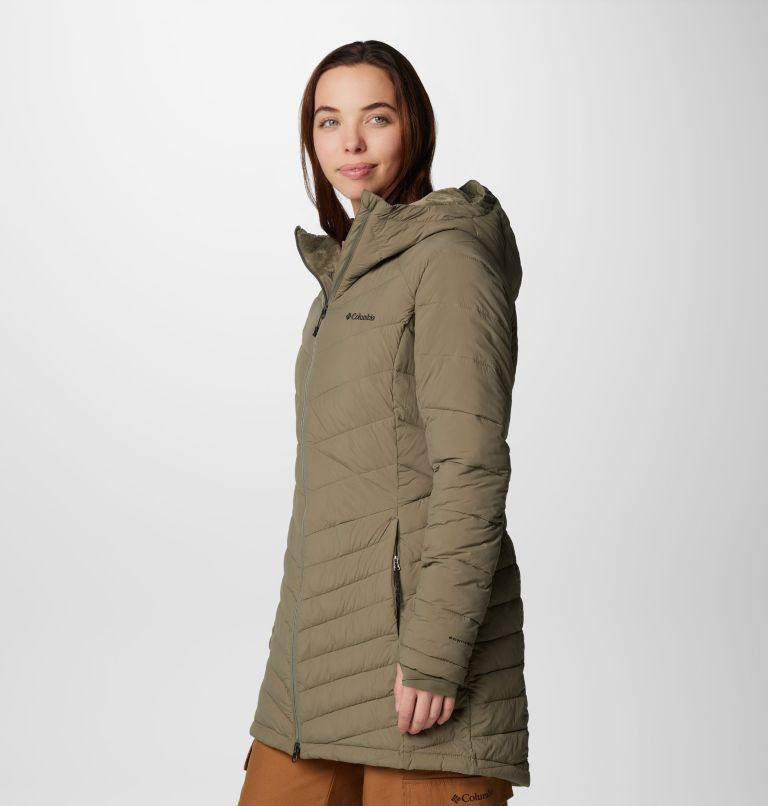 Women's Joy Peak II Mid Hooded Jacket, Color: Stone Green, image 4