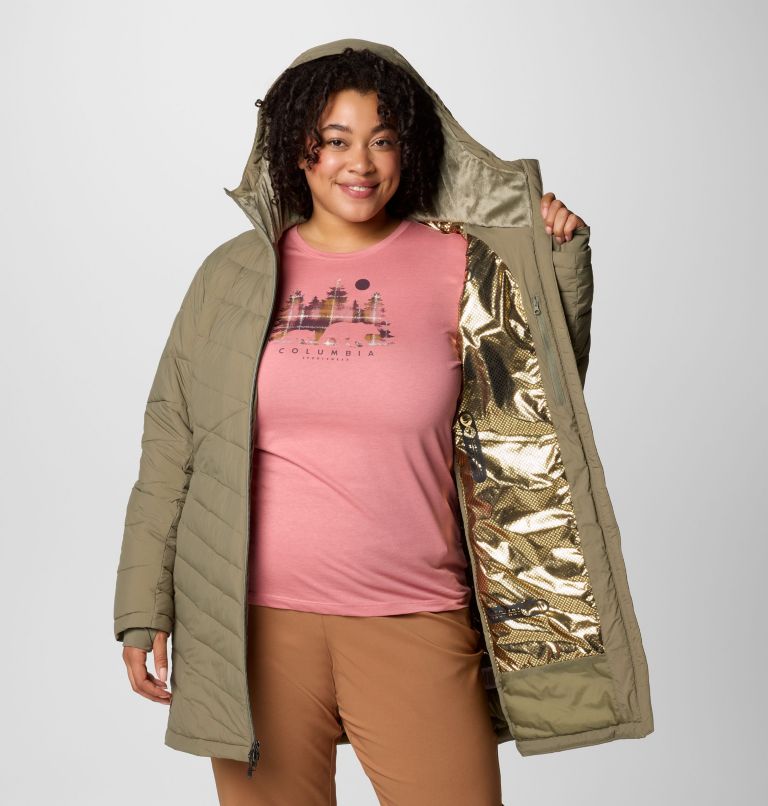Women's Joy Peak II Mid Hooded Jacket - Plus Size, Color: Stone Green, image 7