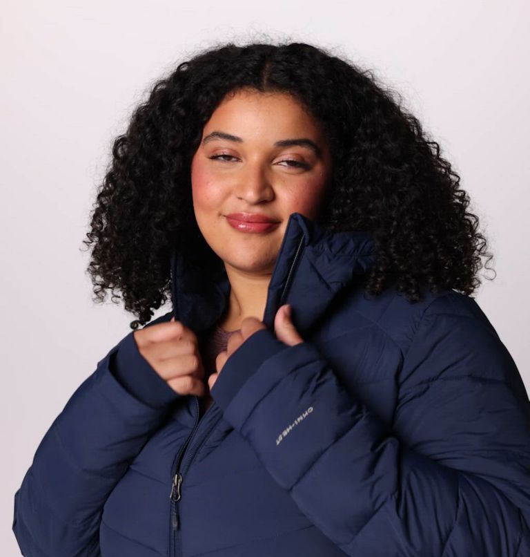 Manteau mi-long à capuchon Joy Peak II femmes – Grandes tailles, Color: Collegiate Navy