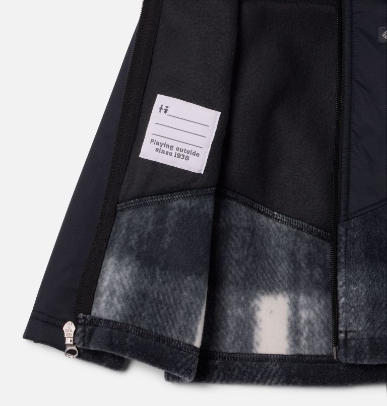 Toddler Steens Mt II Overlay Hooded Fleece Jacket, Color: Chalk Omblur Tonal, Black, image 3