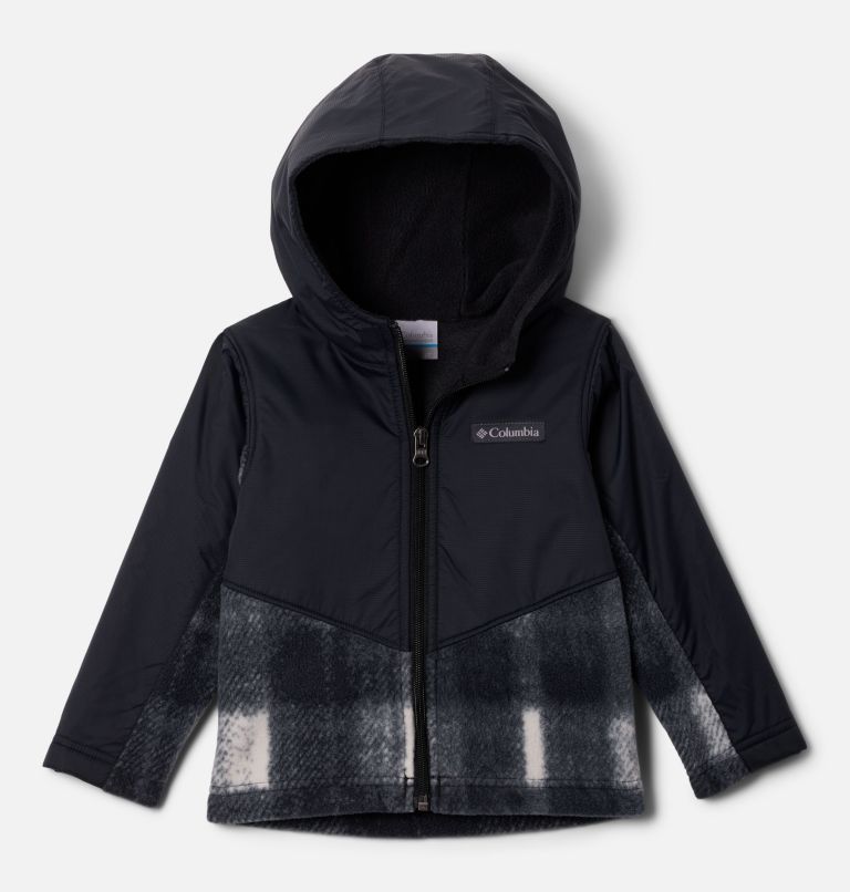 Toddler Steens Mt II Overlay Hooded Fleece Jacket, Color: Chalk Omblur Tonal, Black, image 1