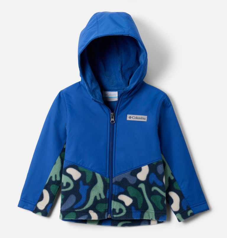 Toddler Steens Mt II Overlay Hooded Fleece Jacket, Color: Coll Navy Dinoflauge, Mountain Blue, image 1