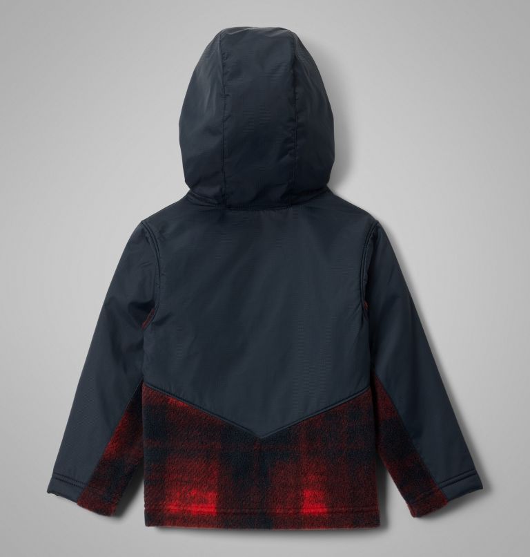 Toddler Steens Mt II Overlay Hooded Fleece Jacket, Color: Sail Red Omblur Tonal, Black, image 2