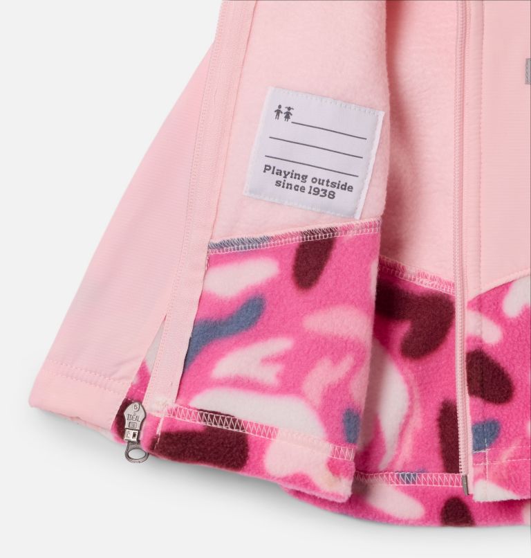 Infant Steens Mt II Overlay Hooded Fleece Jacket, Color: Pink Ice Uniflauge, Satin Pink, image 3