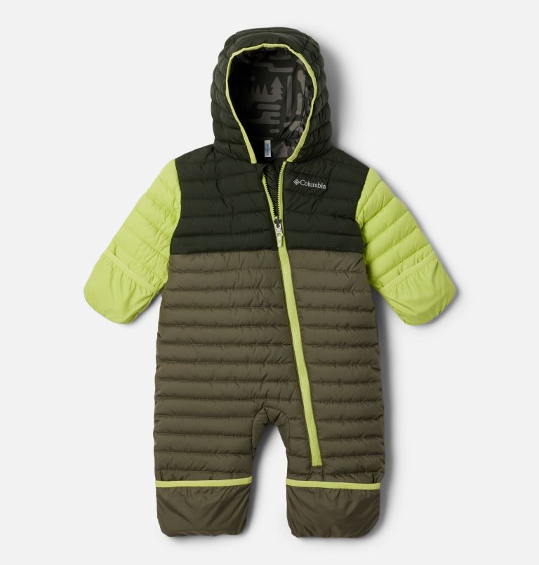 Infant Powder Lite II Reversible Insulated Bunting, Color: Stone Green, Greenscape, Voltage, image 3