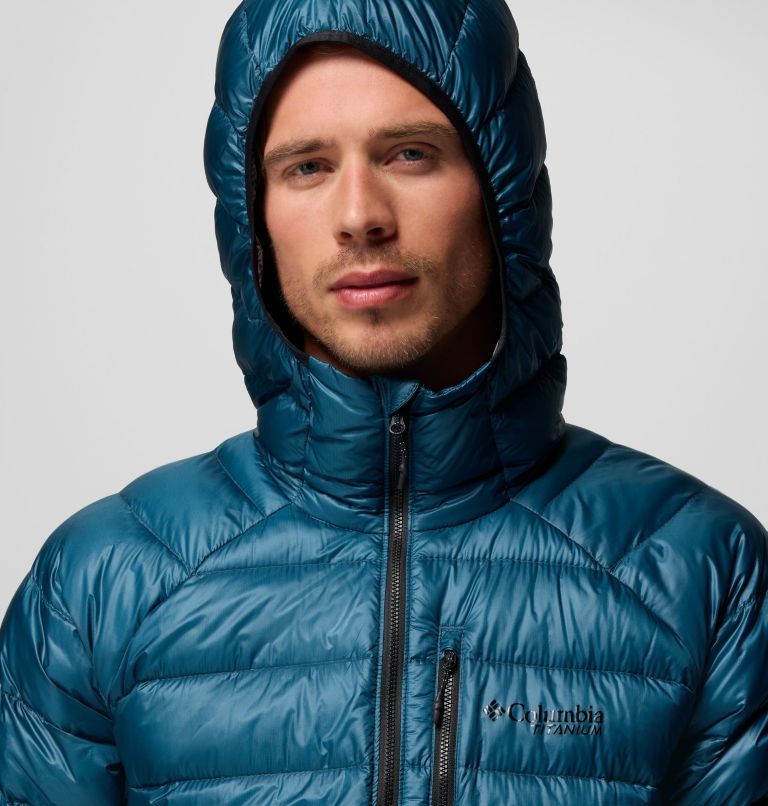 Men's Arctic Crest Down Hooded Jacket, Color: Everblue, image 7