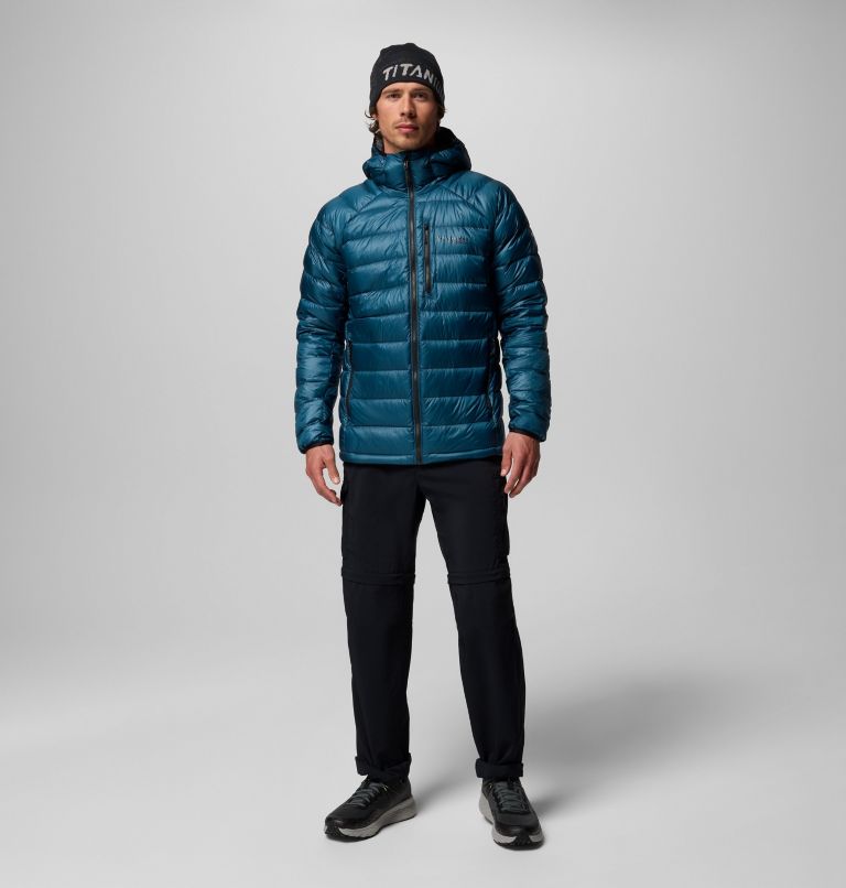 Men's Arctic Crest Down Hooded Jacket, Color: Everblue, image 2