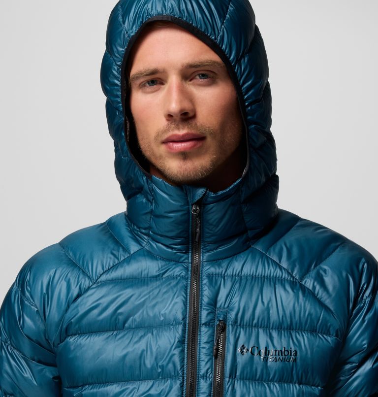 Men's Arctic Crest Down Hooded Jacket, Color: Everblue, image 7