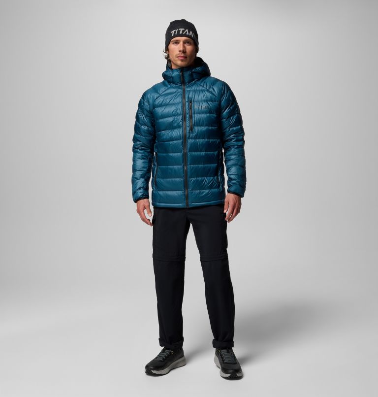 Men's Arctic Crest Down Hooded Jacket, Color: Everblue, image 2