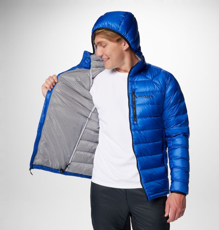Men's Arctic Crest Down Hooded Jacket, Color: Mountain Blue, image 6