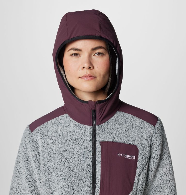 Women's Arctic Crest Sherpa Full Zip Fleece Jacket, Color: Moonvista, White, image 5