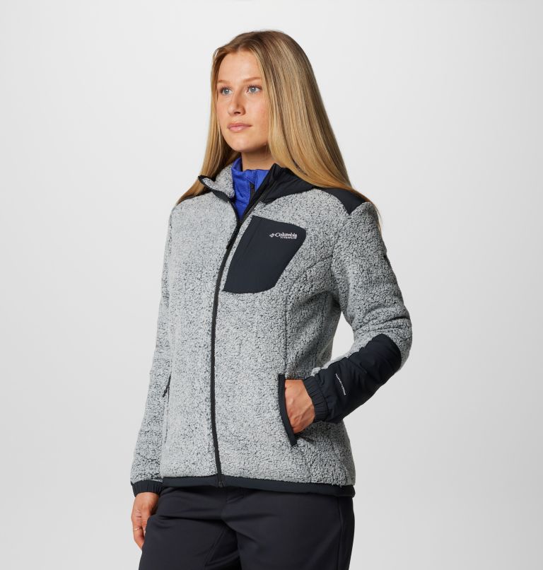 Women's Arctic Crest Technical Sherpa Fleece Jacket, Color: White, Black, image 4