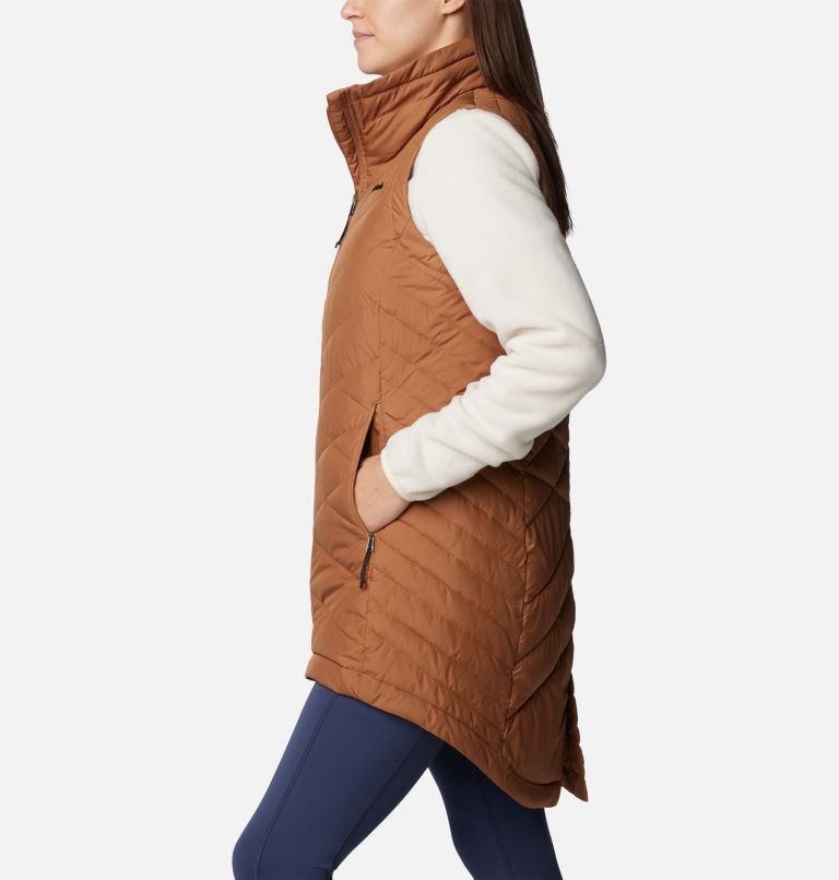 Women's Heavenly II Long Vest, Color: Camel Brown, image 3