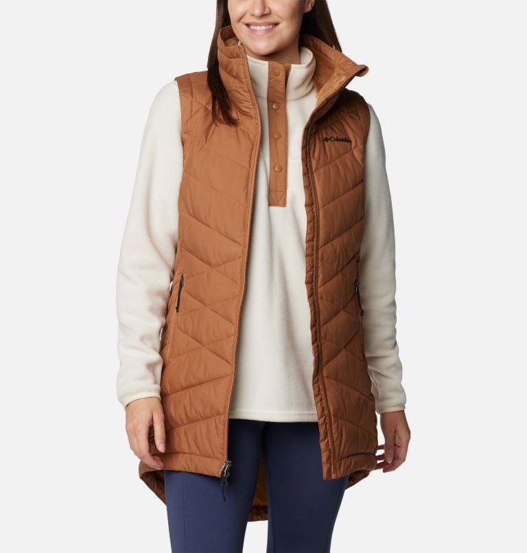 Women's Heavenly II Long Vest, Color: Camel Brown, image 8