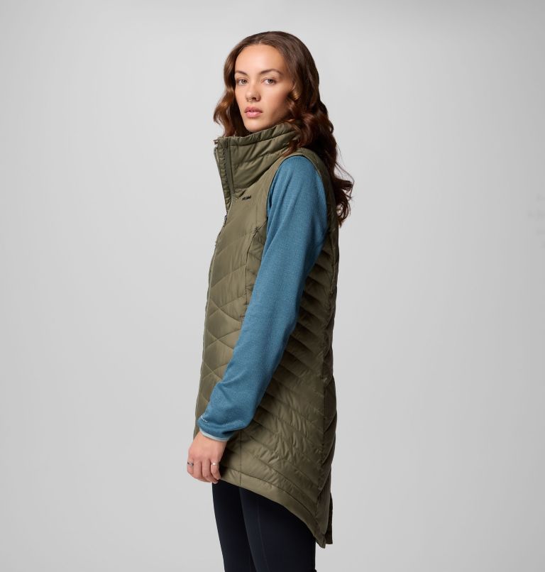 Women's Heavenly II Long Vest, Color: Stone Green, image 4