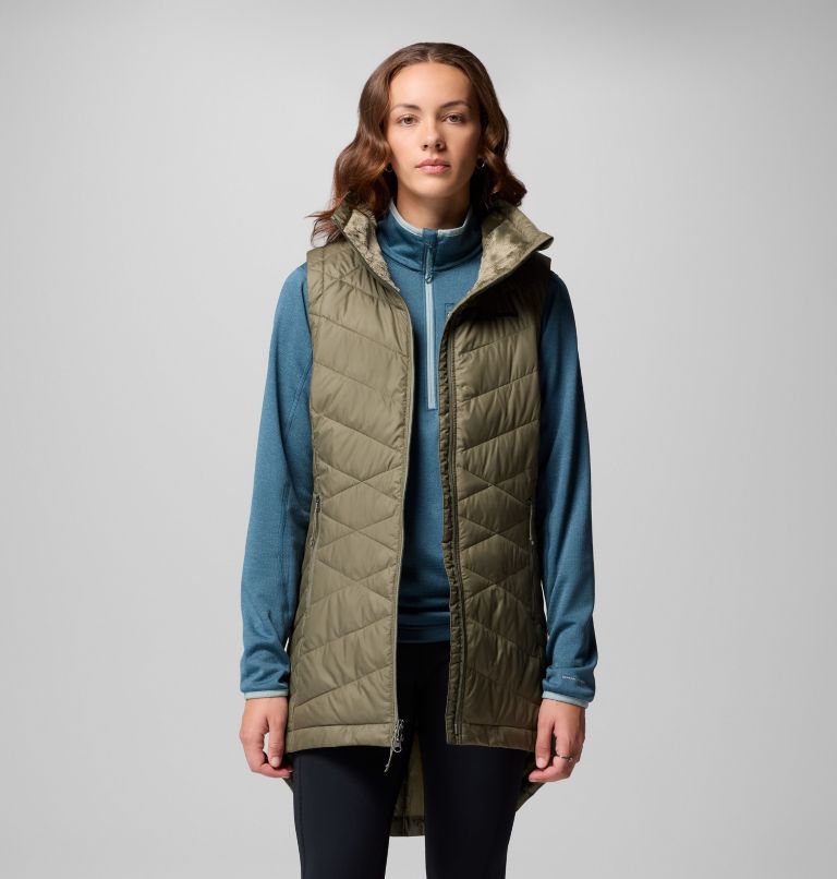 Women's Heavenly II Long Vest, Color: Stone Green, image 5