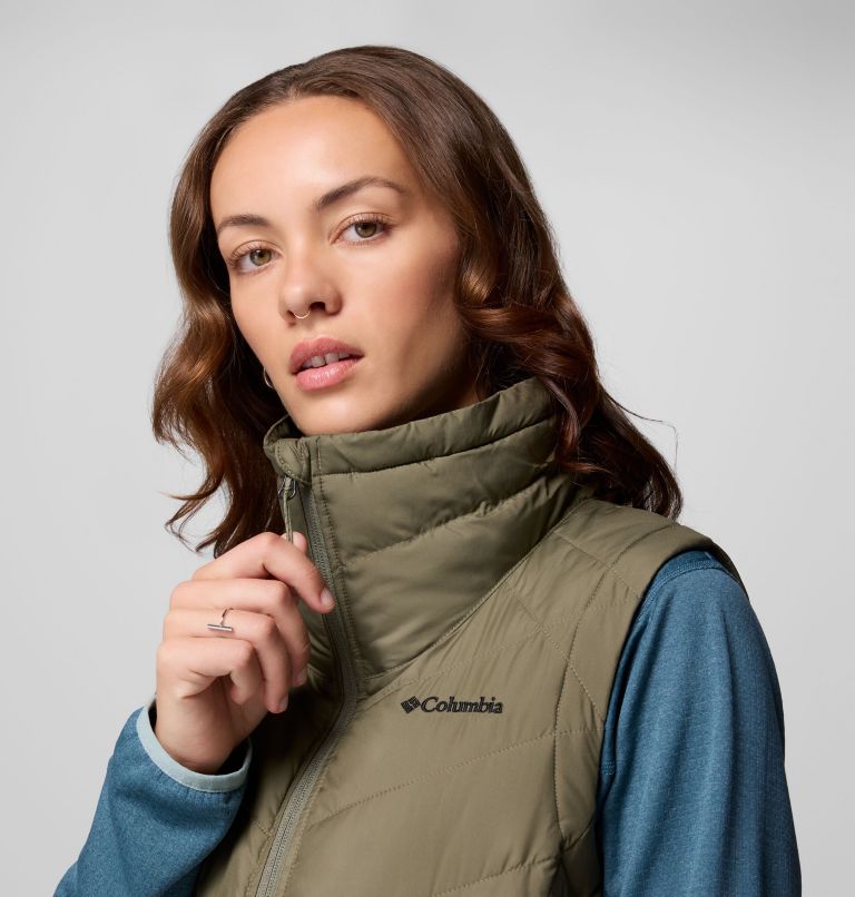 Women's Heavenly II Long Vest, Color: Stone Green, image 7