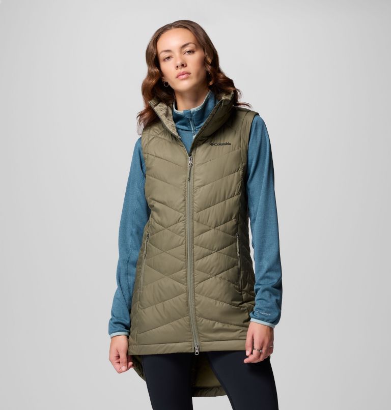 Women's Heavenly II Long Vest, Color: Stone Green, image 1