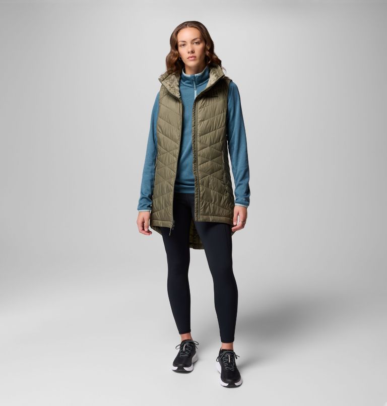 Women's Heavenly II Long Vest, Color: Stone Green, image 2