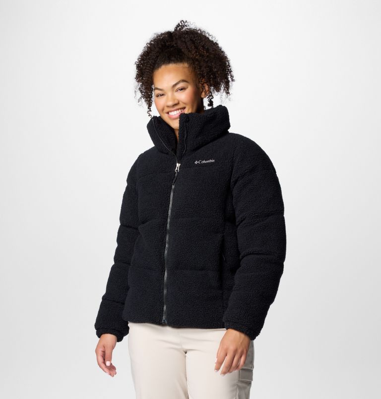 Sherpa lined hooded puffer jacket online