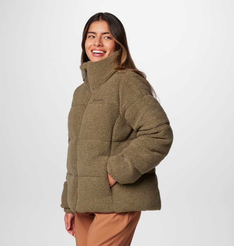 Women's Puffect Sherpa Jacket, Color: Stone Green, image 4