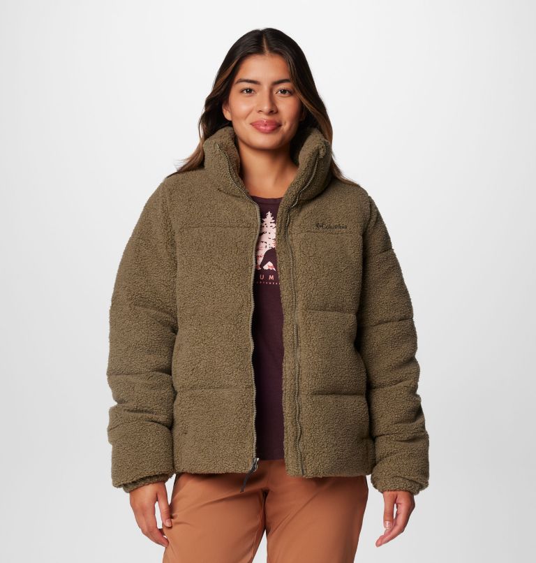 Women's Puffect Sherpa Jacket, Color: Stone Green, image 7