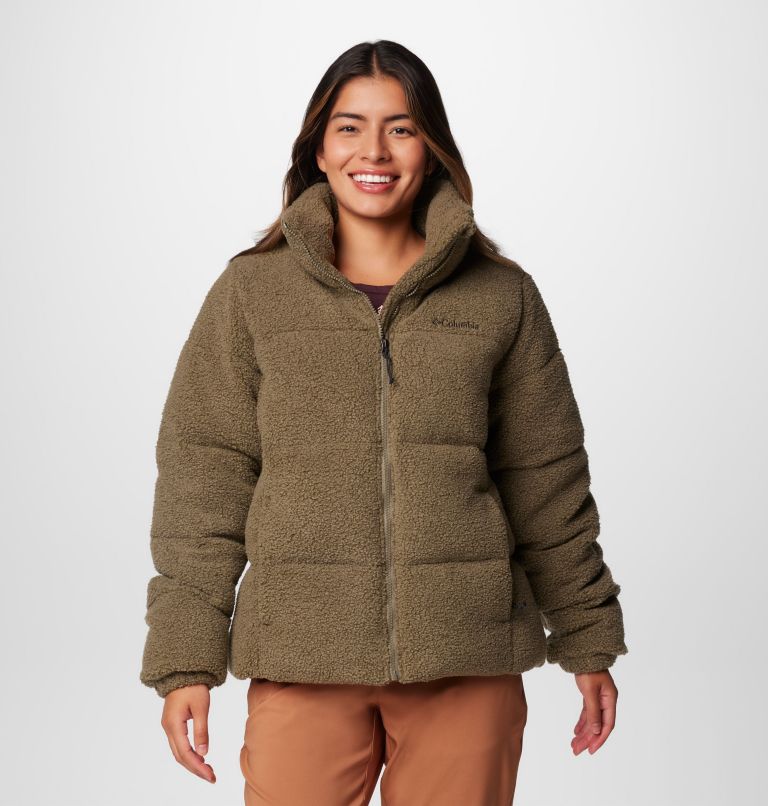 Women's Puffect Sherpa Jacket, Color: Stone Green, image 1