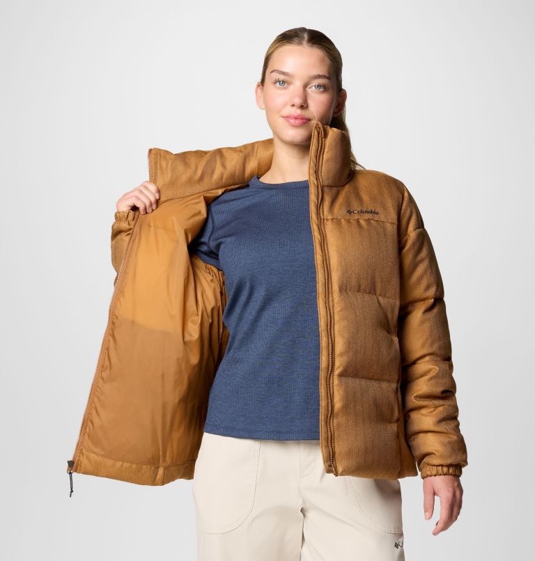 Women's Puffect Herringbone Puffer Jacket, Color: Camel Brown Herringbone, image 6
