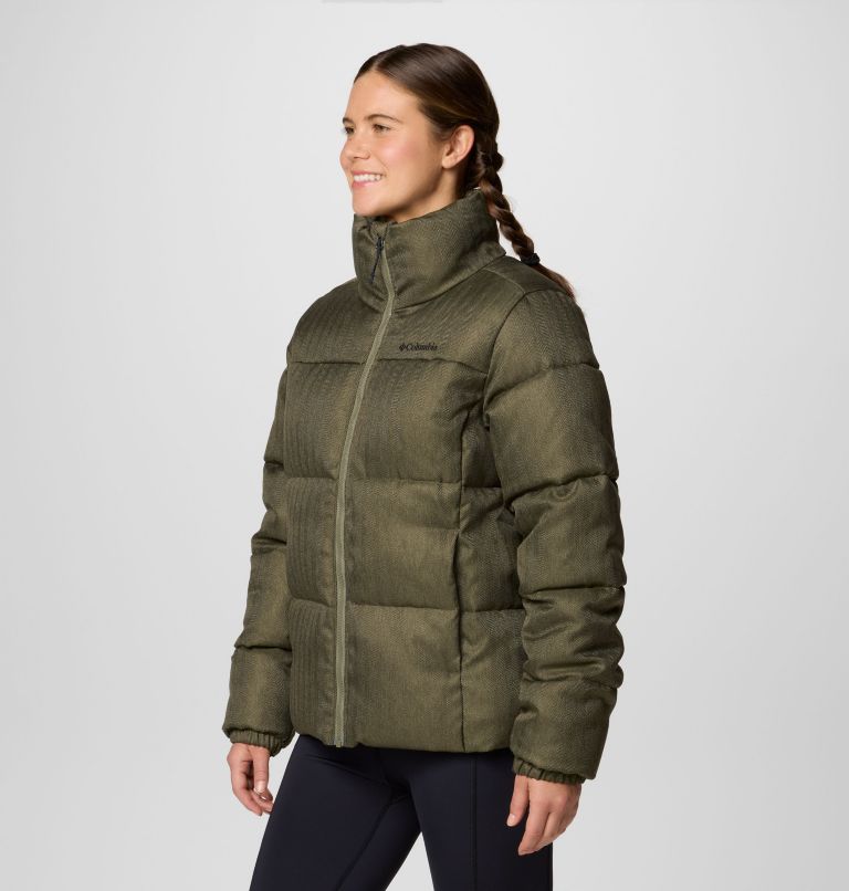 Women's Puffect Herringbone Jacket, Color: Stone Green Herringbone, image 4