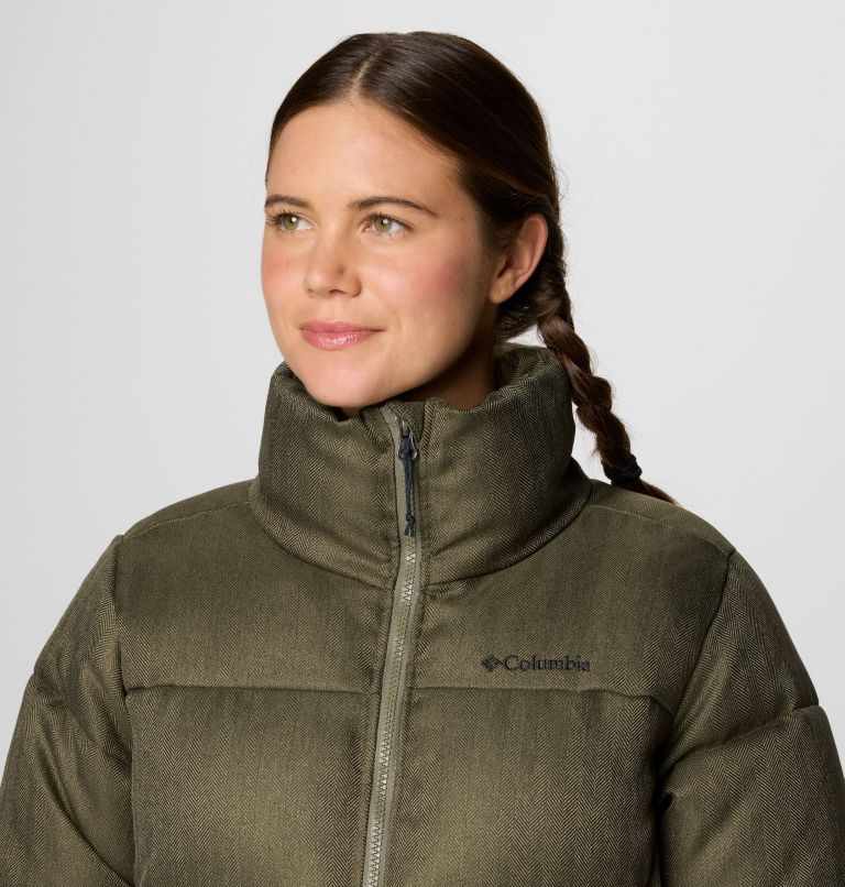 Women's Puffect Herringbone Jacket, Color: Stone Green Herringbone, image 5