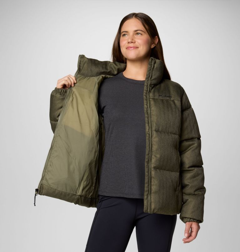 Women's Puffect Herringbone Jacket, Color: Stone Green Herringbone, image 6