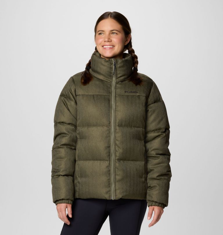Women's Puffect Herringbone Jacket, Color: Stone Green Herringbone, image 1