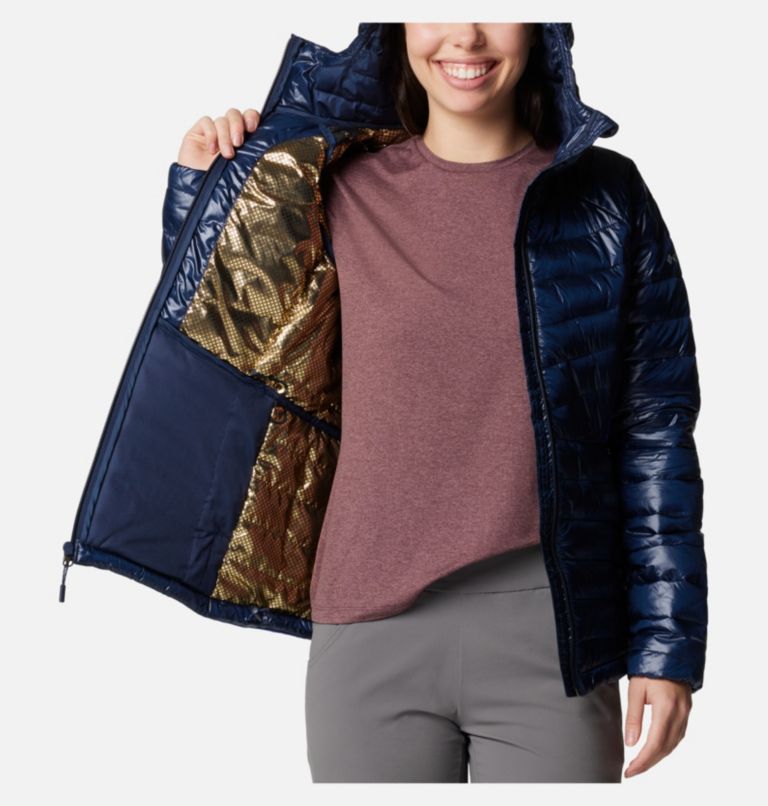 Women's Labyrinth Loop II Insulated Hooded Jacket, Color: Collegiate Navy, Clematis Blue, image 5