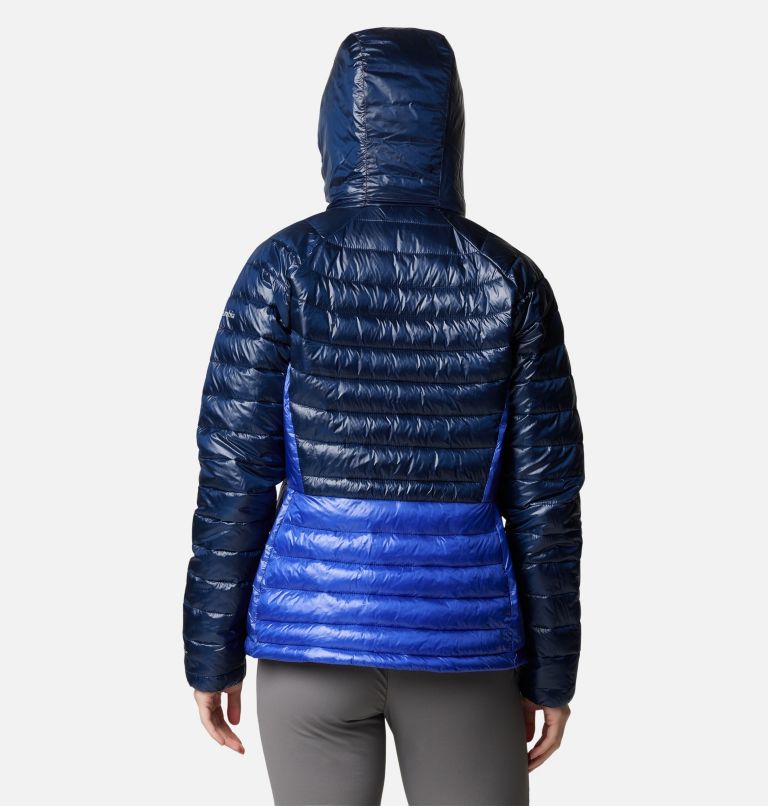 Women's Labyrinth Loop II Insulated Hooded Jacket, Color: Collegiate Navy, Clematis Blue, image 2